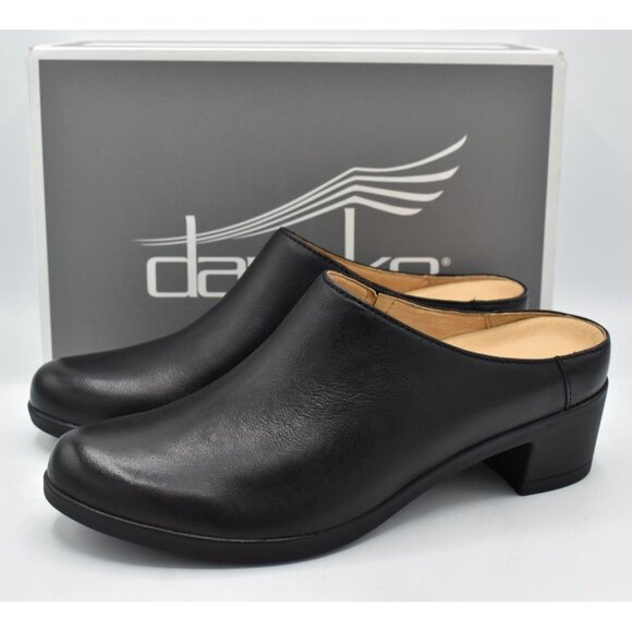 Dankso EU 38 US 7.5-8 Carrie Burnished Black Nubuck Slip On Clogs Shoes - Picture 1 of 16